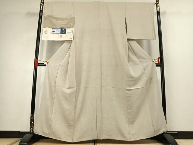平和屋着物●伝統工芸士 砂川健一　伝統工芸伊勢型紙彫刻師 小林満　江戸小紋　吉祥花文　浜ちりめん　反端付き　正絹　逸品　AABJ4815fy