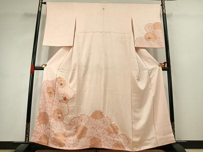 平和屋着物●訪問着　絞り　刺繍　草花文　金糸　金彩　正絹　逸品　AABJ4819fy