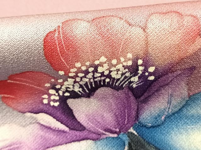 平和屋着物●浅井忠治　訪問着　手描き　草花文　暈し染め　正絹　逸品　AABJ4820fy