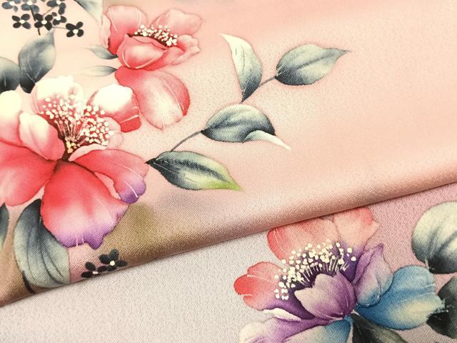 平和屋着物●浅井忠治　訪問着　手描き　草花文　暈し染め　正絹　逸品　AABJ4820fy