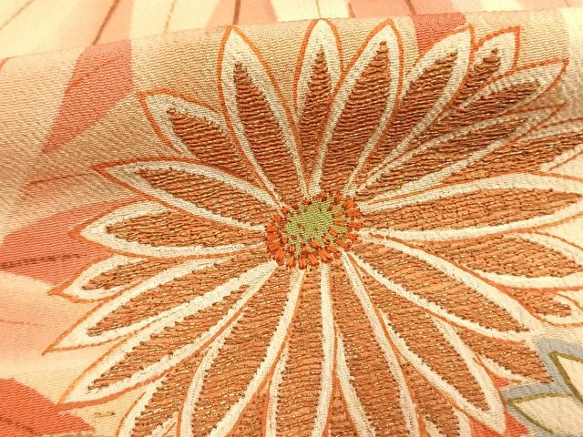 平和屋本店●アンティーク　大正ロマン　振袖　刺繍　草花文　暈し染め　金糸　正絹　逸品　AABJ4824fy