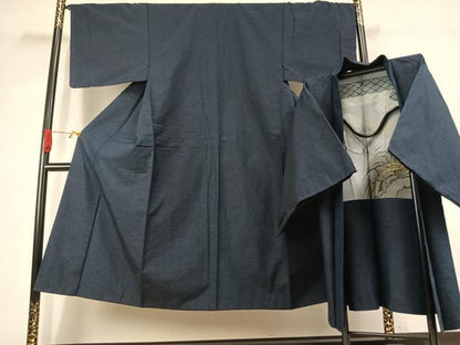 平和屋着物●男性　紬　アンサンブル　色無地　褐返色　正絹　逸品　AABJ4827fy