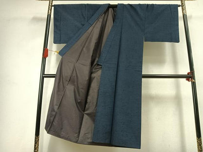 平和屋着物●男性　紬　アンサンブル　色無地　褐返色　正絹　逸品　AABJ4827fy