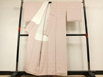 平和屋着物●上質な色無地　舞花地紋　灰桜色　正絹　逸品　AABJ4828fy