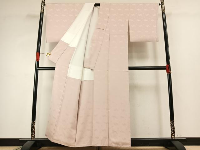 平和屋着物●上質な色無地　舞花地紋　灰桜色　正絹　逸品　AABJ4828fy