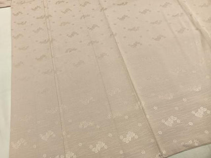 平和屋着物●上質な色無地　舞花地紋　灰桜色　正絹　逸品　AABJ4828fy