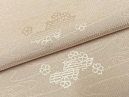 平和屋着物●上質な色無地　舞花地紋　灰桜色　正絹　逸品　AABJ4828fy