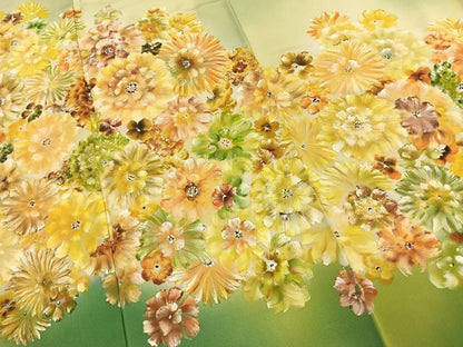 平和屋着物●訪問着　作家物　手描き　舞花文　暈し染め　正絹　逸品　AABJ4830fy