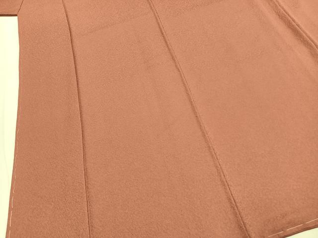平和屋着物●上質な色無地　紋意匠　真赭色　正絹　逸品　未使用　AABJ4831fy