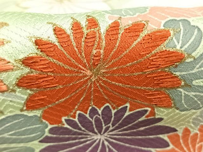 平和屋着物●訪問着　刺繍　雲取り花文　暈し染め　金彩　正絹　逸品　AABJ4833fy