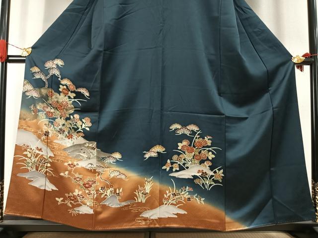 平和屋着物●訪問着　駒刺繍　草花文　暈し染め　金彩　正絹　逸品　AABJ4835fy