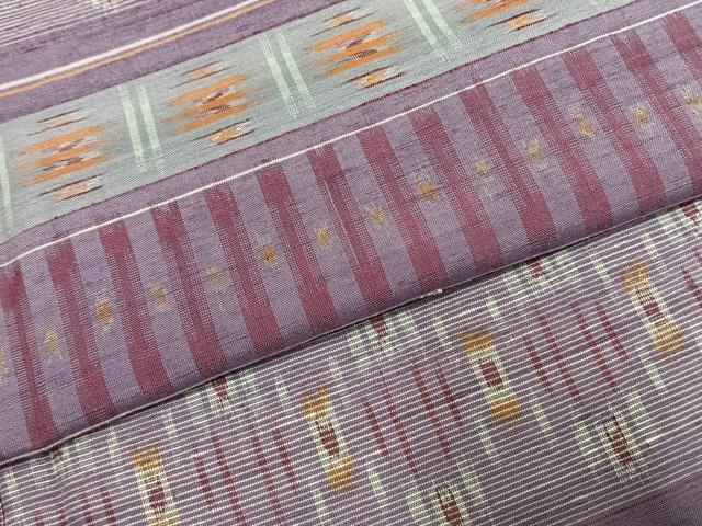 平和屋着物●上質な紬　横段文　正絹　逸品　AABJ4840fy