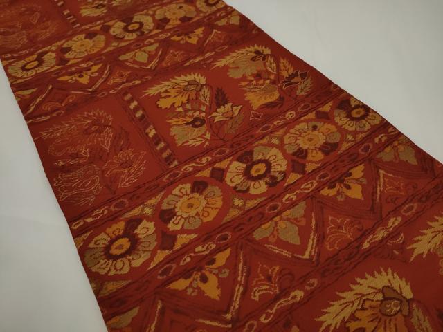 平和屋着物◎六通柄京袋帯　横段花文　正絹　逸品　AABJ4841pf