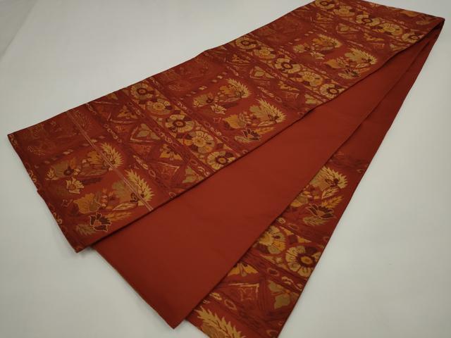 平和屋着物◎六通柄京袋帯　横段花文　正絹　逸品　AABJ4841pf
