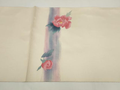 平和屋着物◎西陣　京の名門　じゅらく謹製　太鼓柄袋帯　霞花文　正絹　逸品　AABJ4845pf