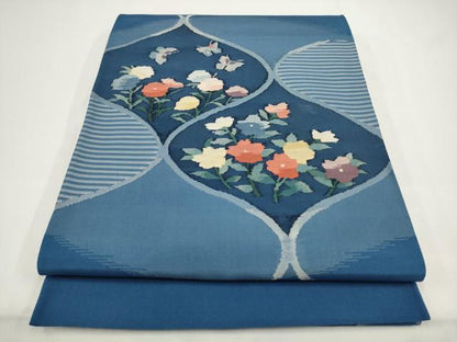 平和屋着物◎太鼓柄袋帯　花蝶文　正絹　逸品　AABJ4858pf