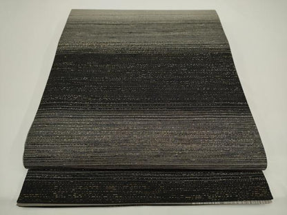 平和屋着物◎両面全通柄袋帯　横段文　金通し地　正絹　逸品　AABJ4860pf