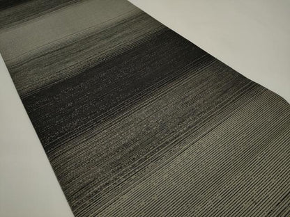 平和屋着物◎両面全通柄袋帯　横段文　金通し地　正絹　逸品　AABJ4860pf