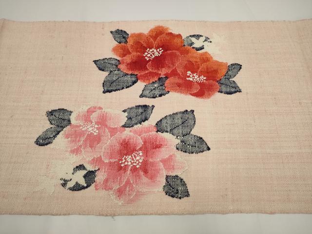 平和屋着物◎八寸名古屋帯　紬地　草花文　正絹　逸品　AABJ4869pf