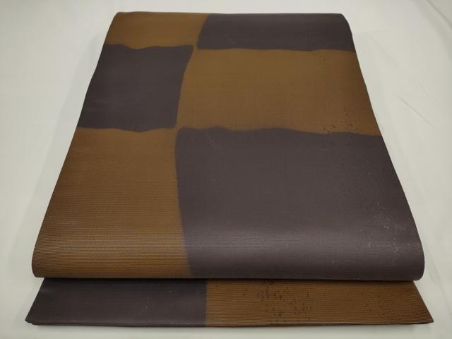 平和屋着物◎六通柄袋帯　横段文　金通し地　正絹　逸品　AABJ4871pf