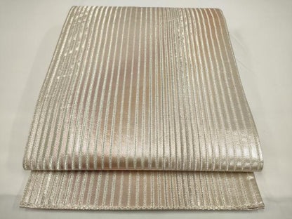 平和屋着物◎六通柄袋帯　縞　銀糸　正絹　逸品　AABJ4874pf