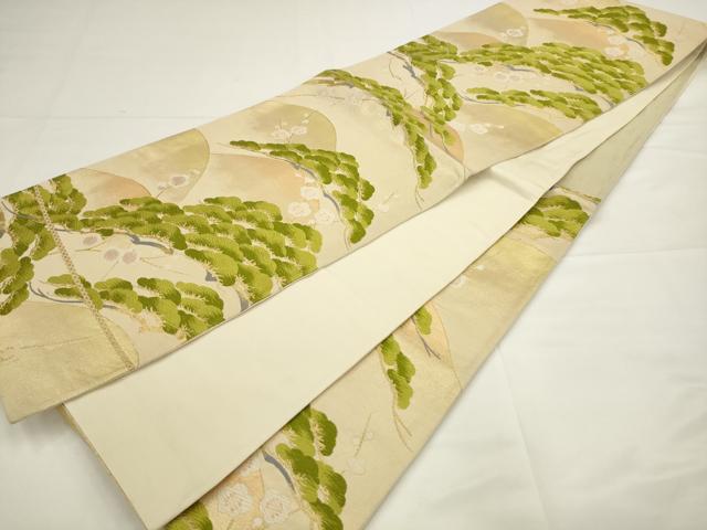 平和屋着物◎六通柄袋帯　唐織　重山風景文　金糸　正絹　逸品　AABJ4876pf