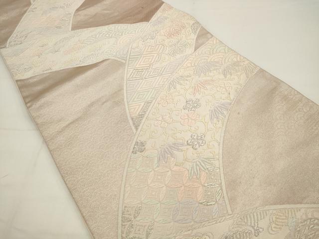 平和屋着物◎六通柄袋帯　唐織　松竹梅吉祥文　銀糸　正絹　逸品　AABJ4885pf