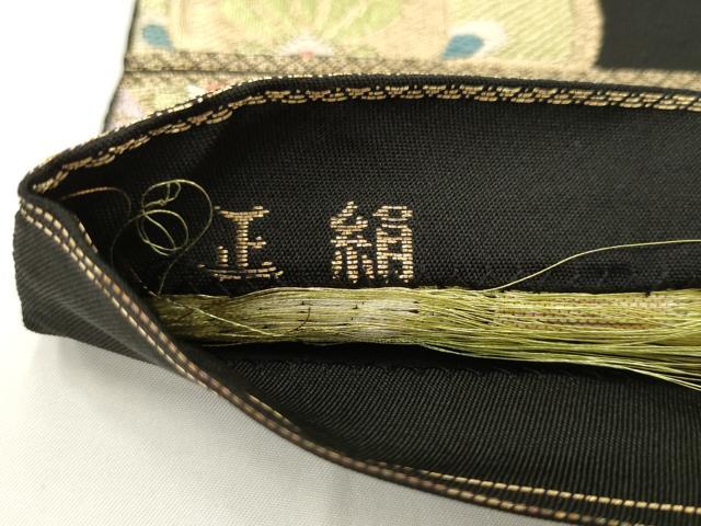 平和屋着物◎六通柄　本袋帯　亀甲花文　金糸　正絹　逸品　AABJ4887pf