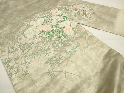 平和屋着物◎九寸名古屋帯　唐織　草花文　金銀糸　正絹　逸品　AABJ4889pf