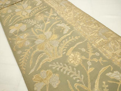 平和屋着物◎六通柄　本袋帯　花鳥文　金糸　正絹　逸品　AABJ4894pf