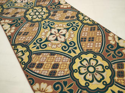 平和屋着物◎六通柄　京本袋帯　七宝花文　金糸　正絹　逸品　AABJ4902pf