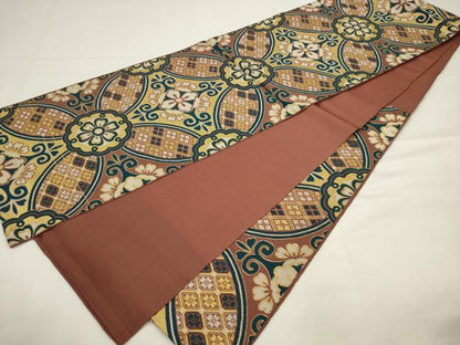 平和屋着物◎六通柄　京本袋帯　七宝花文　金糸　正絹　逸品　AABJ4902pf