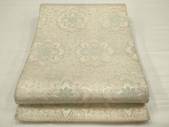 平和屋着物◎六通柄袋帯　唐織　飾花文　銀糸　正絹　逸品　AABJ4905pf