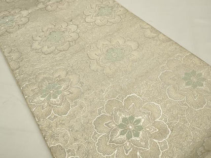 平和屋着物◎六通柄袋帯　唐織　飾花文　銀糸　正絹　逸品　AABJ4905pf
