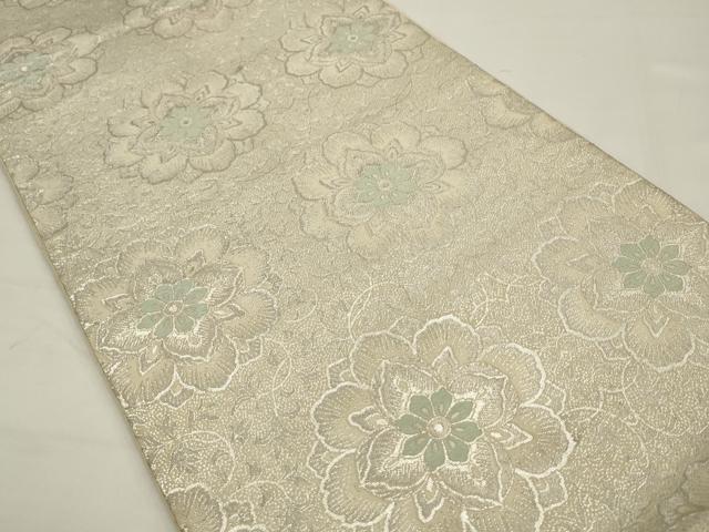 平和屋着物◎六通柄袋帯　唐織　飾花文　銀糸　正絹　逸品　AABJ4905pf