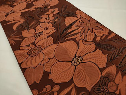 平和屋着物◎八寸名古屋帯　草花文　金糸　正絹　逸品　AABJ4915pf