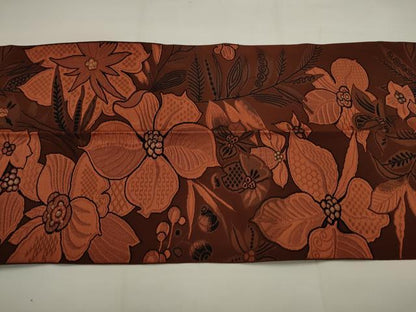 平和屋着物◎八寸名古屋帯　草花文　金糸　正絹　逸品　AABJ4915pf