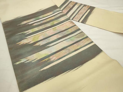 平和屋着物◎九寸名古屋帯　横段文　金銀糸　正絹　逸品　AABJ4916pf