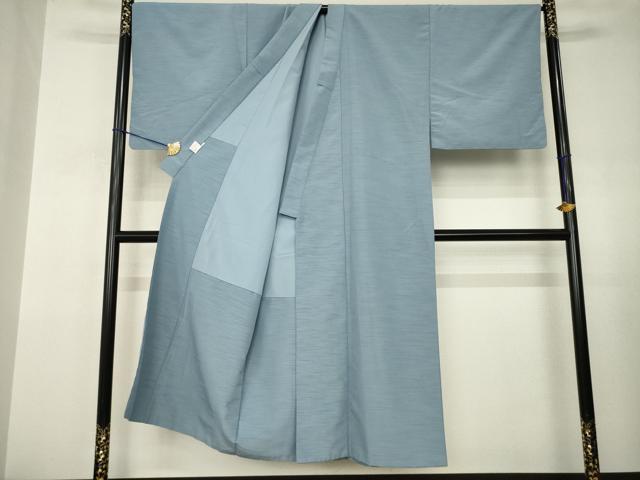 平和屋着物●男性　色無地　アンサンブル　藍鼠色　キングサイズ　洗える着物　AABJ4921ck