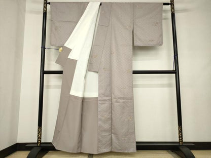 平和屋着物●お召　亀甲文　正絹　逸品　AABJ4922ck