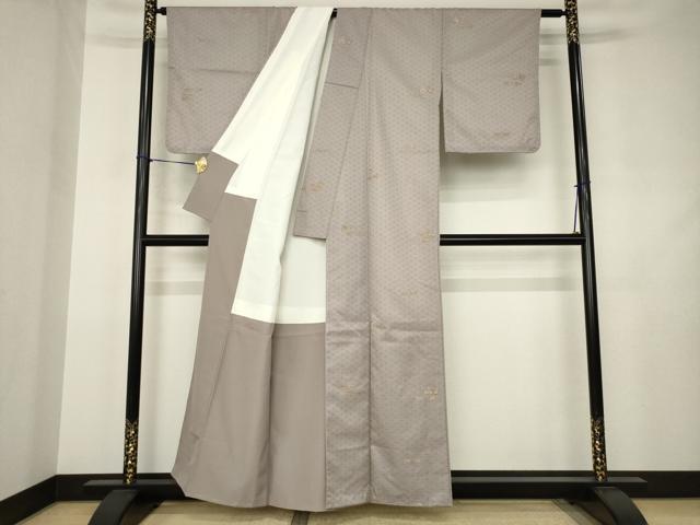 平和屋着物●お召　亀甲文　正絹　逸品　AABJ4922ck