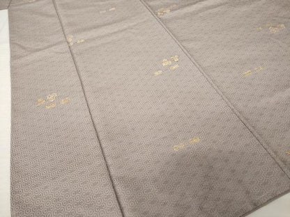 平和屋着物●お召　亀甲文　正絹　逸品　AABJ4922ck