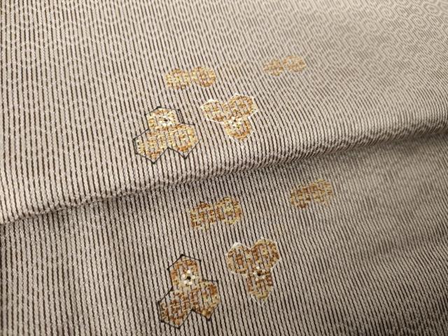 平和屋着物●お召　亀甲文　正絹　逸品　AABJ4922ck