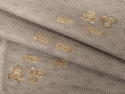 平和屋着物●お召　亀甲文　正絹　逸品　AABJ4922ck