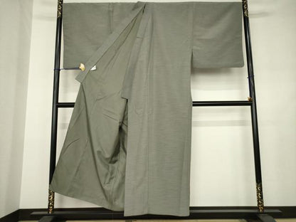 平和屋着物●男性　色無地　藍海松茶色　キングサイズ　洗える着物　AABJ4923ck