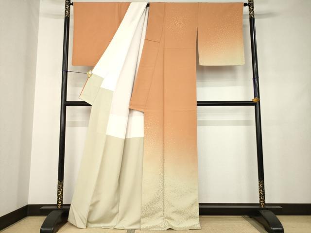 平和屋着物●人間国宝　福田喜三郎　訪問着　箔散らし文様　暈し染　正絹　逸品　AABJ4925ck