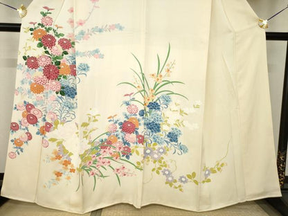 平和屋着物●訪問着　友禅　草花文　正絹　逸品　AABJ4926ck