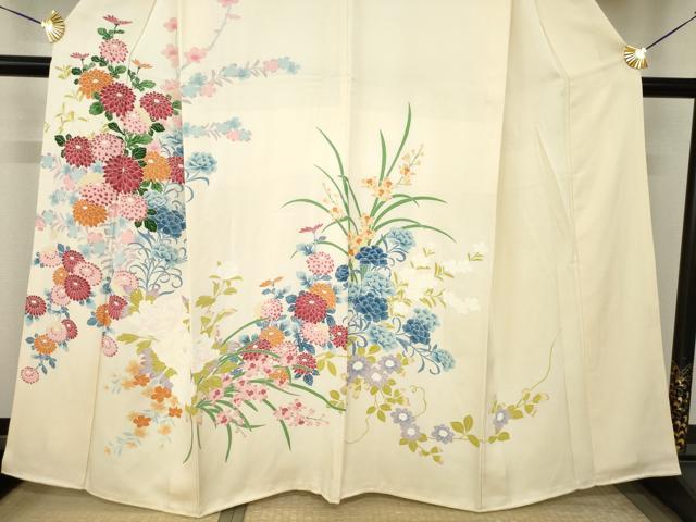 平和屋着物●訪問着　友禅　草花文　正絹　逸品　AABJ4926ck