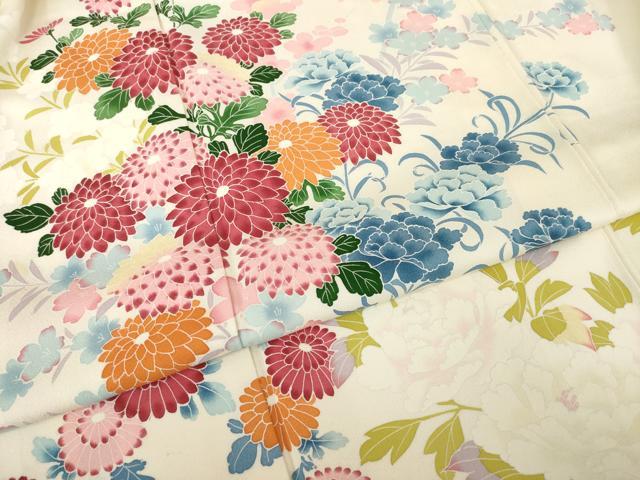 平和屋着物●訪問着　友禅　草花文　正絹　逸品　AABJ4926ck