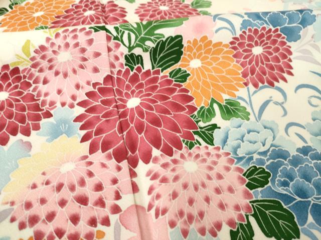 平和屋着物●訪問着　友禅　草花文　正絹　逸品　AABJ4926ck